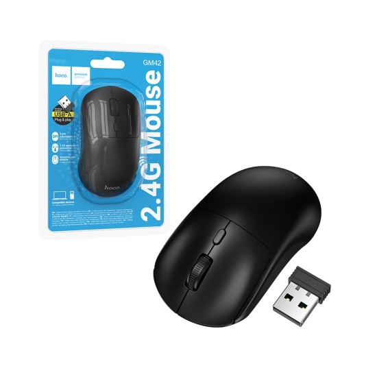 Rato Sem Fio Hoco GM42 Platino 2.4G Branco